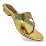 Women's block heel sandals wholesale featuring a low block heel and rhinestone-embellished toe-loop straps.
