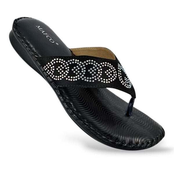 Elegant women's flat sandals wholesale with decorated thong strap and textured footbed