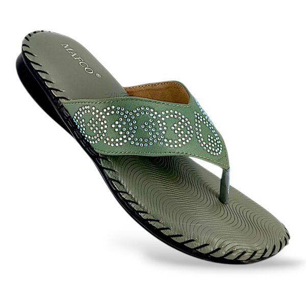 Elegant women's flat sandals wholesale with decorated thong strap and textured footbed
