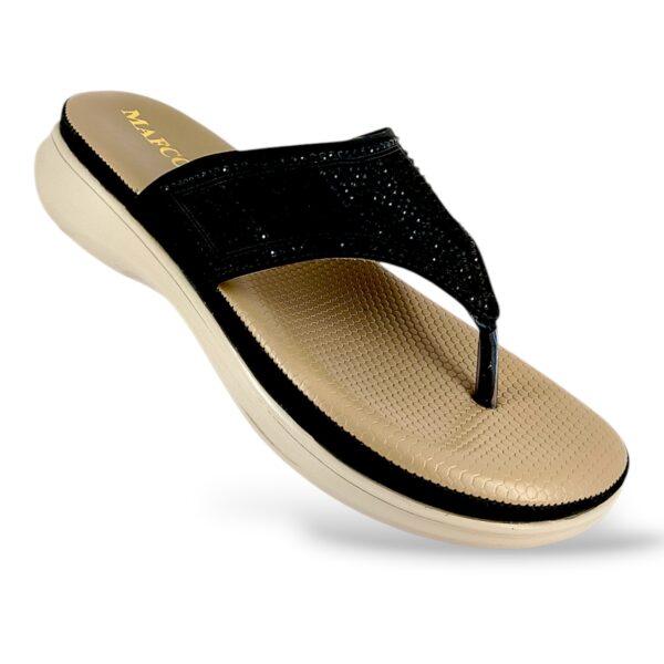 Women's platform thong sandals wholesale featuring a textured cushioned footbed and an embellished upper strap.
