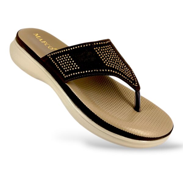 Women's platform thong sandals wholesale featuring a textured cushioned footbed and an embellished upper strap.